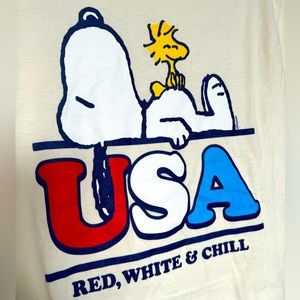 Snoopy cream colored t shirt , USA, 100% cotton, kids size XL,  Womans small,